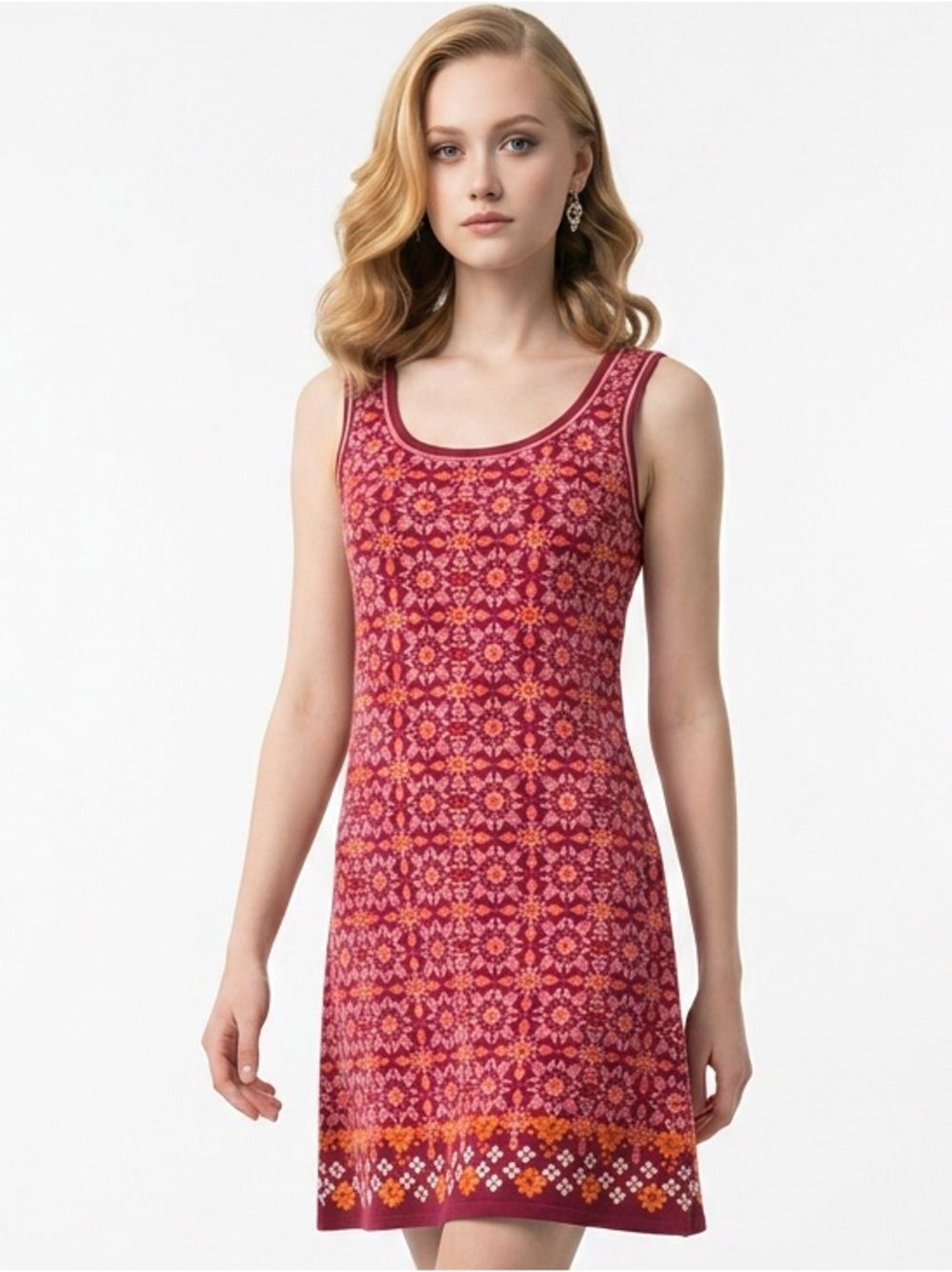 MAX STUDIO | Medallion Print Keyhole Back Dress XS